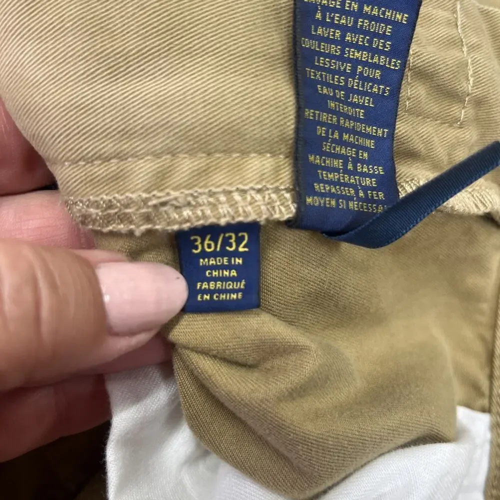 Polo Ralph Lauren 650 Straight Leg Pants Mens 36x32* Khaki Cotton Casual Preppy